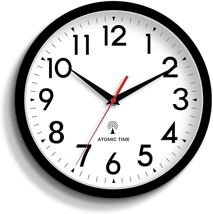 DAXSMY Atomic Wall Clock Analog 12 Inch Battery Operated Modern Decorative for Living Room Kitchen Office Bedroom Bathroom(Black)