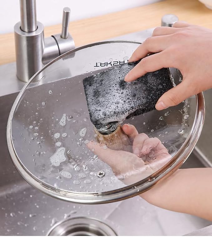 6 - Pack Non-Scratch Scrub Sponges - Sponge for Dishes and Washing Dishes, Cleaning Pads for Kitchen Home and More（Black）
