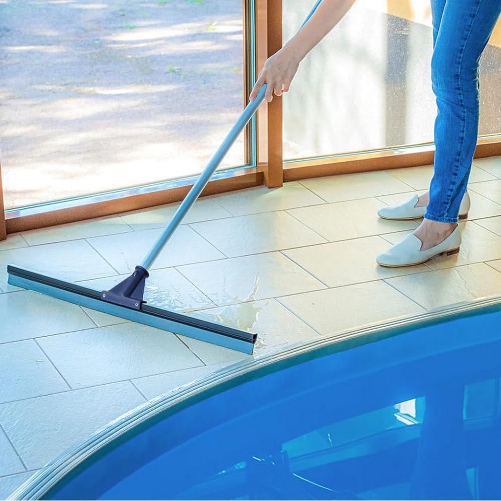DSV Standard Floor Squeegee for Concrete Floor, 30" Large Squeegee Broom, Heavy Duty Floor Squeegee for Tile with 51.5" Handle for Garage, Deck, Bathroom, Window, Glass