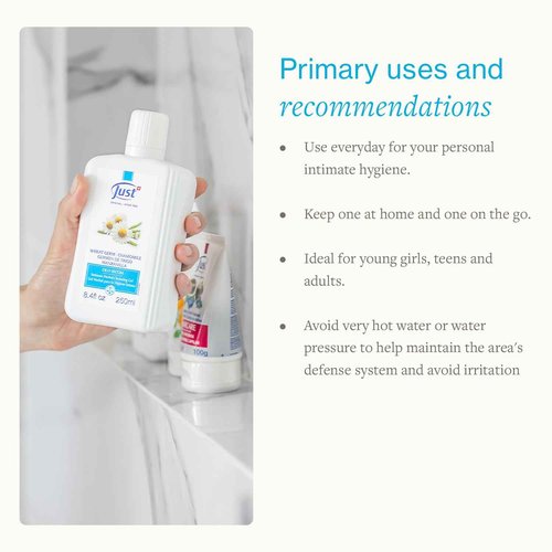 SwissJust Deo Intim Cleansing Gel 250ml. Feminine Wash Formulated with Rich Ingredients. A Delicate Cleansing Gel and pH Balancing Cleanser. Moisturizing Feminine Care & Gentle Wash