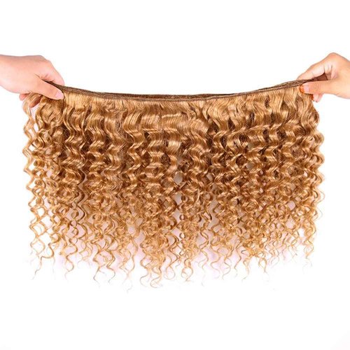 Giginger Brazilian Human Hair Bundles 24 26 28 Inch Honey Brown 27 Color Deep Wave Bundles Human Hair Unprocessed Virgin Quick Weave Hair for Black Women