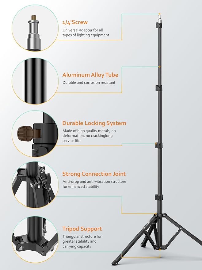 Professional Gimbal Stabilizer for Smartphone,Built-in 18CM Extension Rod and Powerful Fill Light,360°Inception,Face&Object Tracking Stabilizer,3-Axis Gimbal for iPhone& Android