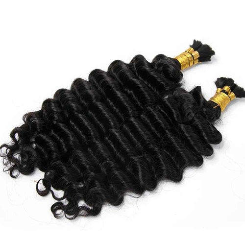 Pre-Divided Deep Wave Double Drawn Human Hair For Boho Braids Curly Bulk Human Hair No Weft For Braiding Human Hair Extensions 20inch 200g