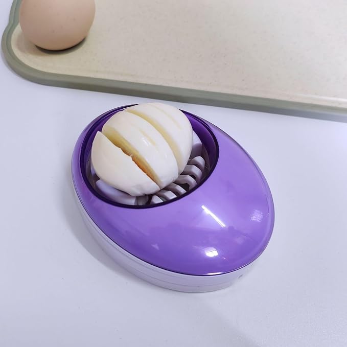 Egg Slicer for Hard Boiled Eggs,Easy to Cut Egg into Slices, Wedge and Dices, Sturdy ABS Body with Stainless Steel Wires,Non-slip Feet,Dishwasher Safe, BPA Free (Blue)