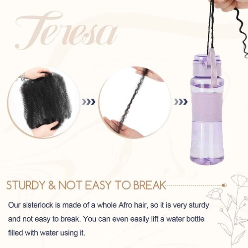 Teresa 0.2cm Micro Sister loc Extensions Human Hair Micro Locs Extensions Human Hair Interlocking Sisterlocks Sister Locs Curly Ends 100% Real Human Hair Dreadlock Extensions（22 Inch 30 Strands）
