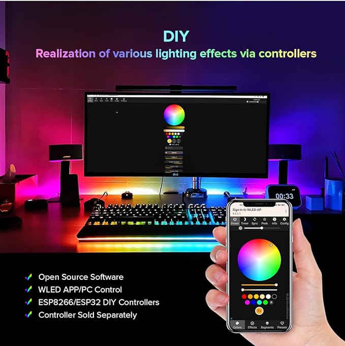 BTF-LIGHTING SK6812(Similar WS2812B) UL Listed RGBW RGB+Warm White(3000K) Individually Addressable DC12V 16.4FT 60LED/m 4 Colors in 1 Light Dream LED Strip IP30 White PCB(No Adapter or Controller)