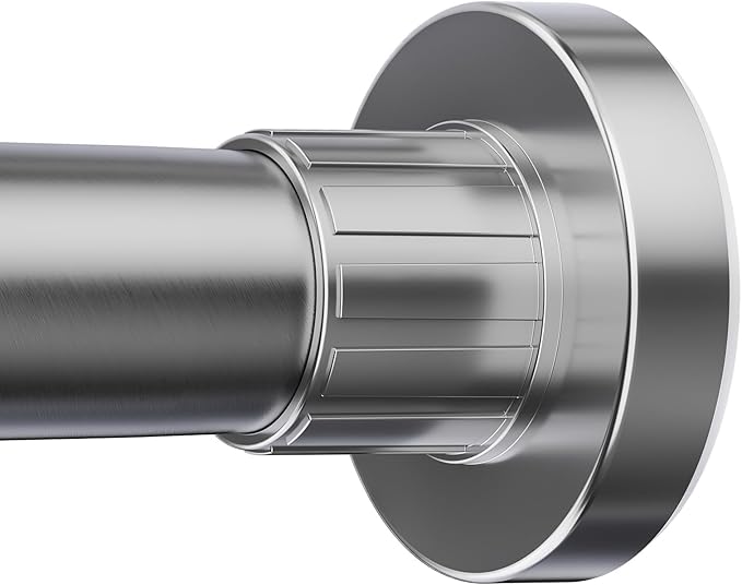 Ausemku Shower Curtain Rod 32-65 Inch Adjustable - 1 Inch Diameter Heavy Duty No drill Spring Tension Shower Rod, Non-Slip Rustproof Telescopic Rod for Bathroom, Nickel