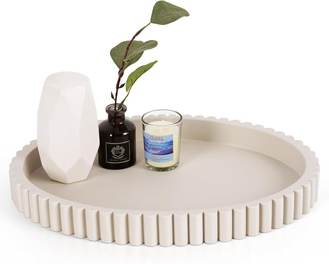 Oval Tray for Coffee Table Decor, 15" Concrete Tray, Table Centerpieces Decorative Trays for Home Decor, Modern Decorative Trays for Coffee Tables, Centerpiece Trays, Gray