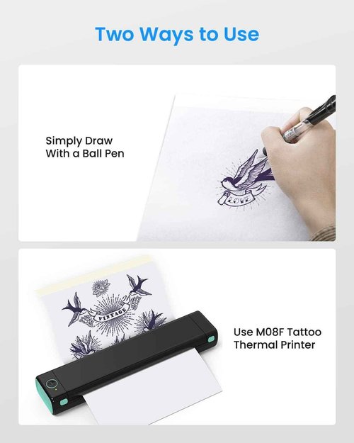 Phomemo M08F Wireless Tattoo Transfer Stencil Printer with 45 pcs Free Transfer Paper Tattoo Transfer Paper - Tattoo Printer Kit for Tattoo Artists & Tattoo Beginners