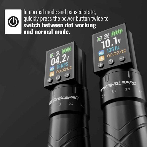 WORMHOLE PRO Tattoo Gun Auriga Tattoo Kit with Coreless Motor, 2,300 mAh Capacity Battery, 5 Adjustable Stroke, Normal/Jump-Start/Dot Working Mode, Wireless Tattoo Machine Kit for Artists