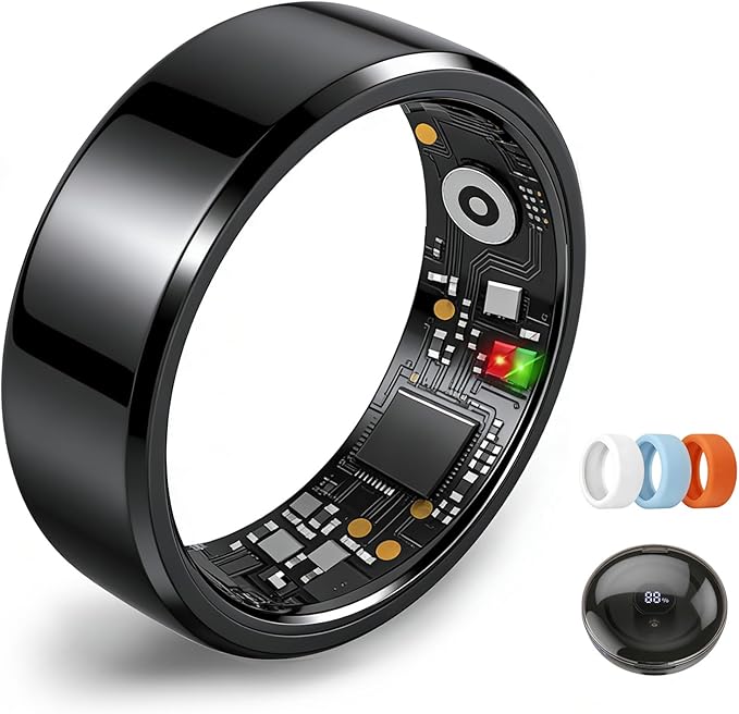 Smart Ring for Women Men,Fitness Tracker Ring,Heart Rate,Blood Oxygen,Step Tracker,Sleep Tracker,Meditation Assistance,No Subscription Fee,IP68 Waterproof Smart Ring for iphone&Android(Black 11)