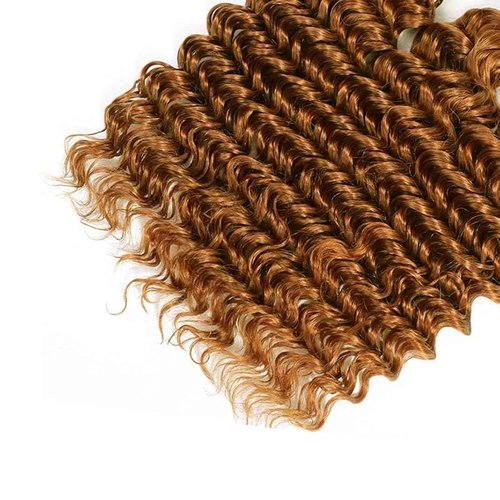 Giginger Brazilian Human Hair Bundles 24 26 28 Inch Color 30 Light Brown Deep Wave Bundles Human Hair Unprocessed Virgin Quick Weave Hair for Black Women