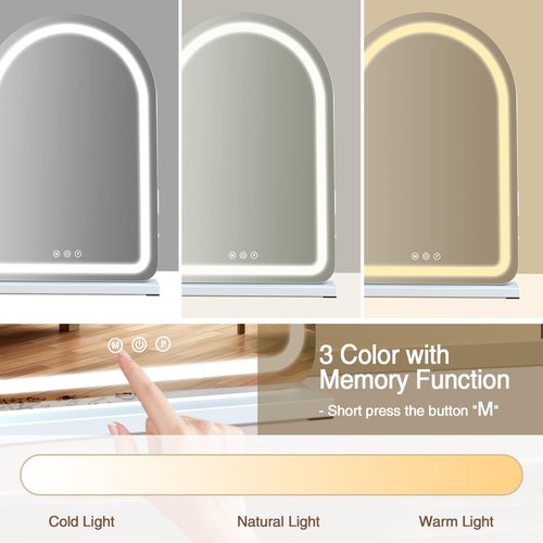 halumao 16" x 23.6" Large Makeup Vanity Mirror with Lights for Dressing Room and Bedroom,3 Color Modes,Memory Function