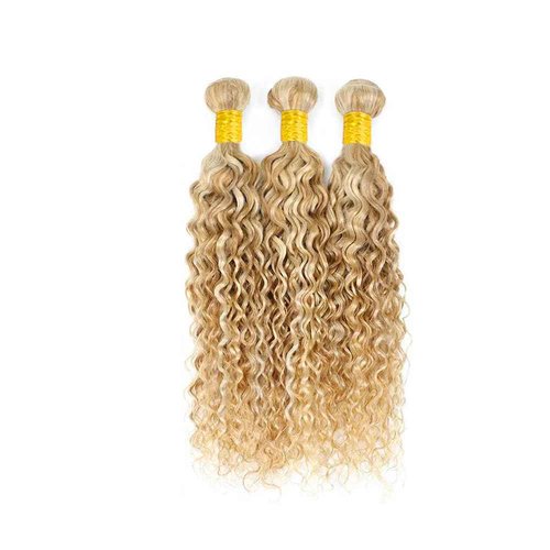 LadrXadr P27/613 Human Hair Bundles - 26, 28, 30 inch Honey Blonde Water Wave Bundles - Grade 8A Remy Blonde Bundle