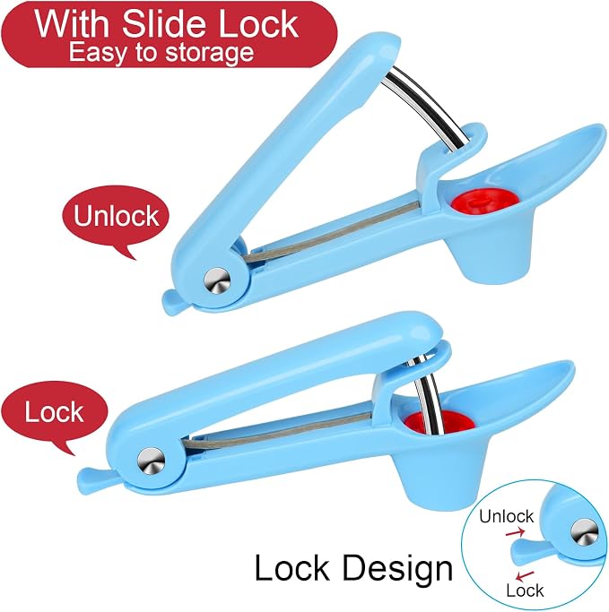Cherry Pitter Tool Pit Remover, Cherry Core Remover Tool with Space-Saving Lock Design, Heavy-Duty Cherry Pit Remover for Kids/Making Cherry Jam(Blue)