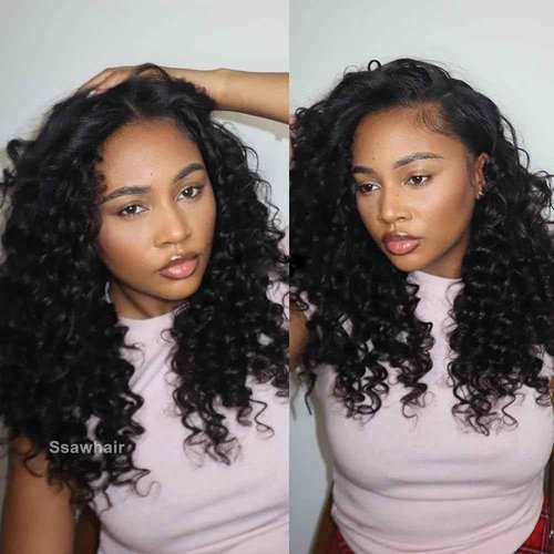 Ssawhair Deep Wave Crochet Human Hair Knotless Pre-Separated Deep Curly Human Hair With String Pre-Looped Reusable Feather Crochet Hair Extensions 16Inch 60g 50Strands