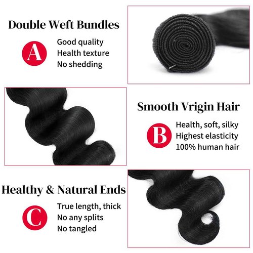 30 Inch Bundles Human Hair Body Wave 12A Brazilian Virgin Human Hair 1 Bundle 100% Unprocessed Quick Weave Hair Extensions Natural Black