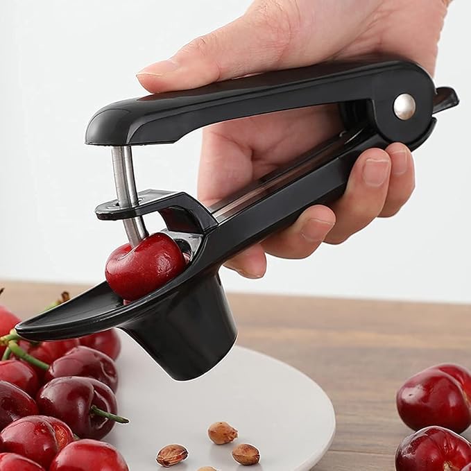 Cherry Pitter Tool, Cherry Pit Remover Tool, Cherry Picker, Fruit Core Remover Design for Make Delicious Cherries Dishes and Cocktail Cherries (Black)