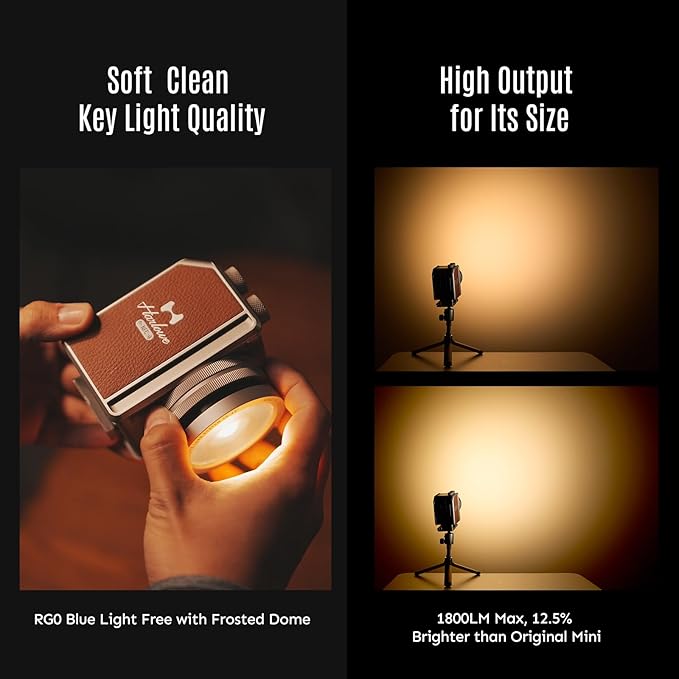 Harlowe Mini II Photography Lighting Creator Kit 20W - Portable Bi-Color LED Camera Light 2700K-6500K - Magnetic Mount System, Adjustable Beam, V-Mount Compatible, Desktop Tripod Included