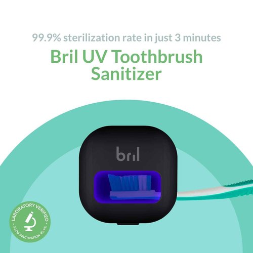 Bril UV-C Toothbrush Cleaner, Portable Brush Cover, Holder, and Travel Case for Any Size Toothbrush, Black, White, Navy (5 Pack)
