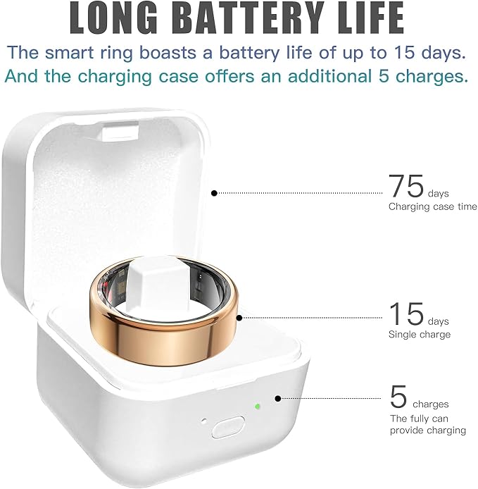 Smart Ring Health Tracker for Women Men, Sleep Tracker with Heart Rate and Blood Oxygen, Fitness Ring for Activity Monitoring, 15 Days Battery, No Subscription, Titanium Alloy (Black, #11)