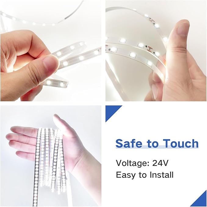 RadiantFlux 32.8ft LED Strip Light with Remote, 3000K-6000K Dimmable Bright Warm White Led Lights Strip, Flexible DC24V Led Tape Light for Bedroom, Kitchen, DIY Lighting