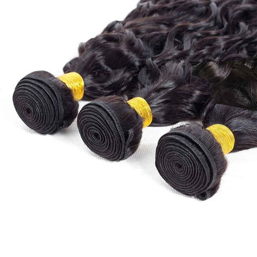 Water Wave Bundles 28 30 32 Inch Natural Black Color Unprocessed Peruvian Virgin Remy Hair 3 Bundles Wet And Wavy Human Hair Weave