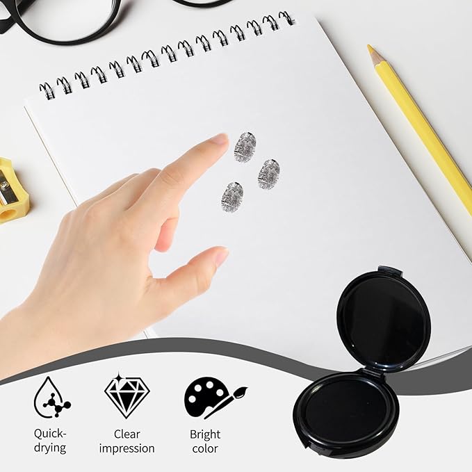 Fingerprint Ink Pad, Quick-Drying & Portable, for Office Notary Supplies, Identification Security ID & Law Enforcement Fingerprint Cards Stamp Pad (Black, 1 Pack