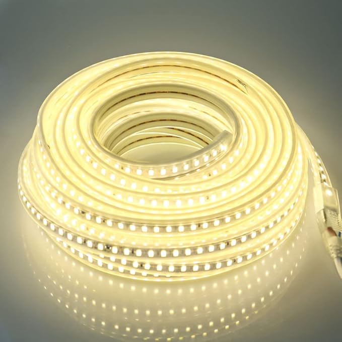 110V LED Strip Lights 32.8ft Outdoor Rope Lights Waterproof IP67 AC 120V Cuttable LED Light 10m 120LEDs/m 4000K White Bright Lighting for Bedroom Kitchen Cabinet Garage