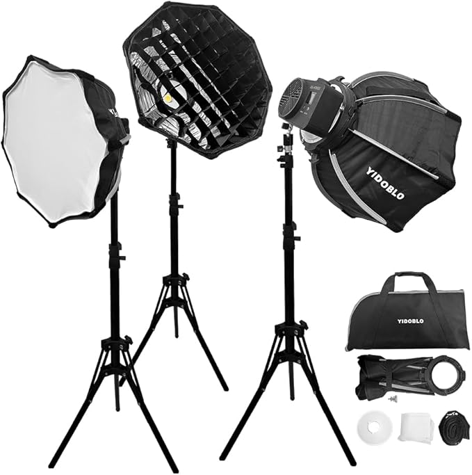 Softbox Honeycomb Grid, Octagon Umbrella Photography Softbox for Yidoblo ZC-100BI ZC-100C ZC-150BI, etc COB Lighting w/Bowens Adapter+ for Studio, YouTube, Vlog, Live, etc