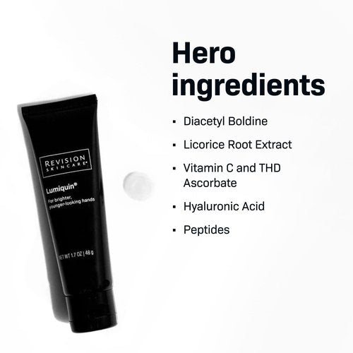Revision Skincare Lumiquin® Hand Cream, Anti Aging Hand Moisturizer, Supports Moisture Barrier, Skin Brightening, 1.7 oz