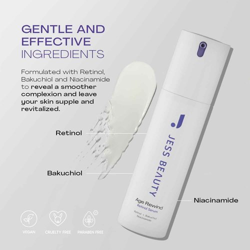 JESS BEAUTY | Skin Care Retinol Cream Centella Asiatica & Hyaluronic Acid | Retinol Night Face Cream Moisturizer 1 fl. oz (Age Rewind)