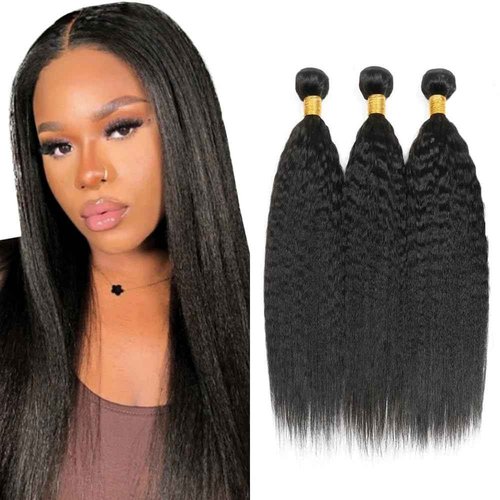 Condescension Human Hair Bundles 24 26 28 Inch Kinky Yaki Wave Human Hair Bundles Unprocessed Brazilian Virgin Quick Weave Hair for Black Women