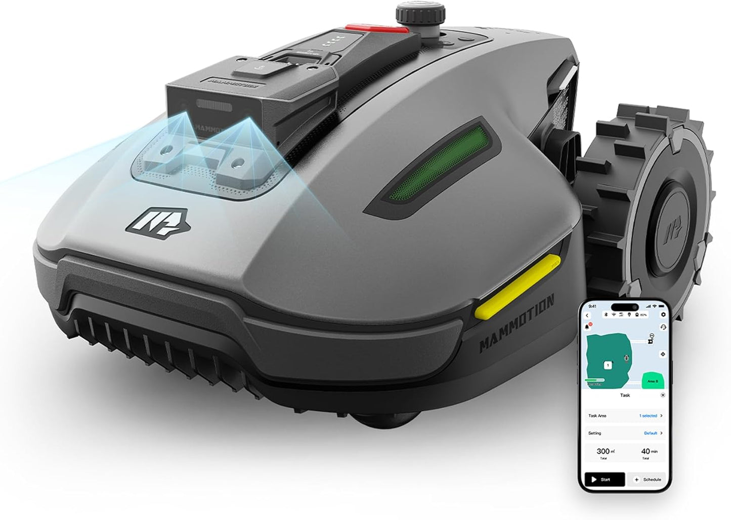 YUKA Mini 700H Robot Lawn Mower, Reception 0.17 Acre, Max.0.27 Acre, Ultrasense AI Vision+ RTK Positioning, Auto Mapping, App Control, 50% Slope, Cutting Height 2''~3.5'', 15 Mowing Zones