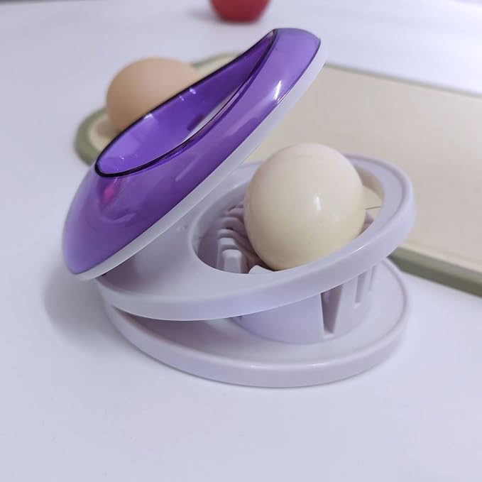 Egg Slicer for Hard Boiled Eggs,Easy to Cut Egg into Slices, Wedge and Dices, Sturdy ABS Body with Stainless Steel Wires,Non-slip Feet,Dishwasher Safe, BPA Free (Red)
