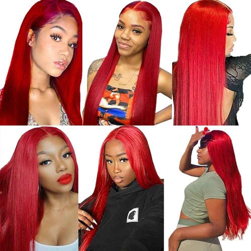Condescension Brazilian Red Human Hair Bundles 22 24 26 Inch Straight 3 Bundles Human Hair 100% Unprocessed Remy Brazilian Virgin Weave Hair Red for Women