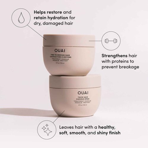 OUAI Fine to Medium Hair Treatment Bundle - Includes Scalp Serum and Masque for Moisturized, Healthy Hair and Scalp (2 Count, 2 Oz/ 8 Oz)
