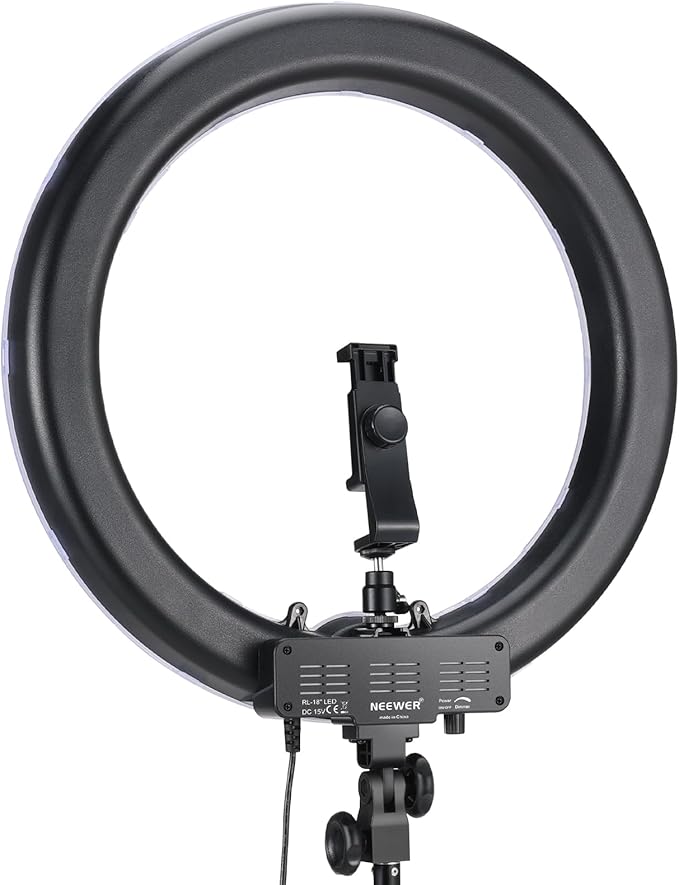 NEEWER 55W 18"/45cm Ring Light Kit [New Version], 5600K Dimmable LED Ringlight Tripod Stand Phone Holder for iPhone Selfie Makeup Lash Tattoo Studio Photo Video Recording Photography Lighting, RL-18