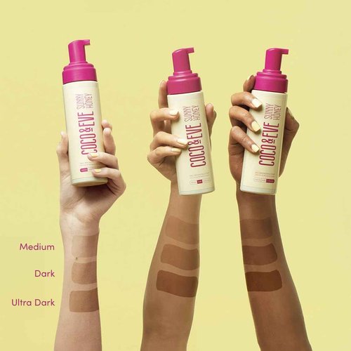 Coco & Eve Bali Bae Self Tan Set (Medium). All Natural Sunless Tanning Mousse. Instant Self Tanning Lotion with Bronzer, Mitt Applicator, Kabuki Brush and Back Applicator for Flawless Application