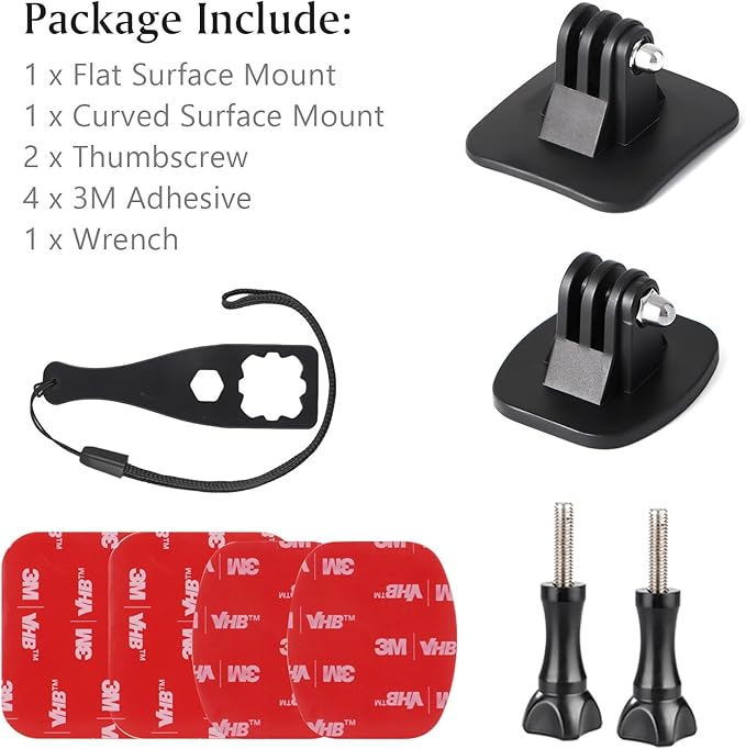 HSU Adhesive Mounts Helmet Adhesive Sticky Mounts Flat & Curved 3M Mount for All GoPro Cameras and Other Action Cameras