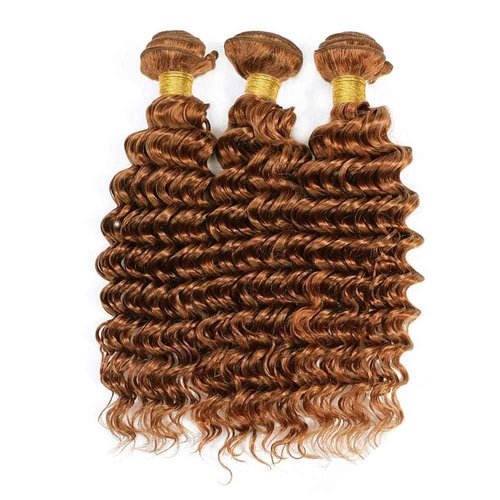 Giginger Brazilian Human Hair Bundles 26 28 30 Inch Color 30 Light Brown Deep Wave Bundles Human Hair Unprocessed Virgin Quick Weave Hair for Black Women