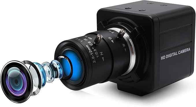 4K Webcam with 2.8-12mm Varifocal Lens, Plug&Play Sony IMX317 Sensor USB Camera Video Surveillance Streaming Computer Webcam 3840x2160@30fps USB Camera for Windows Linux Android Mac
