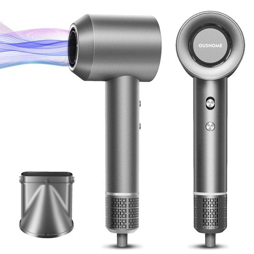 Oushome Professional Hair Dryer for Fast Drying with 150,000 RPM High-Speed Brushless Motor, 500 Million Negative Ionic, Lightweight and Low Noise, Ideal for Home, Travel, and Salon Use