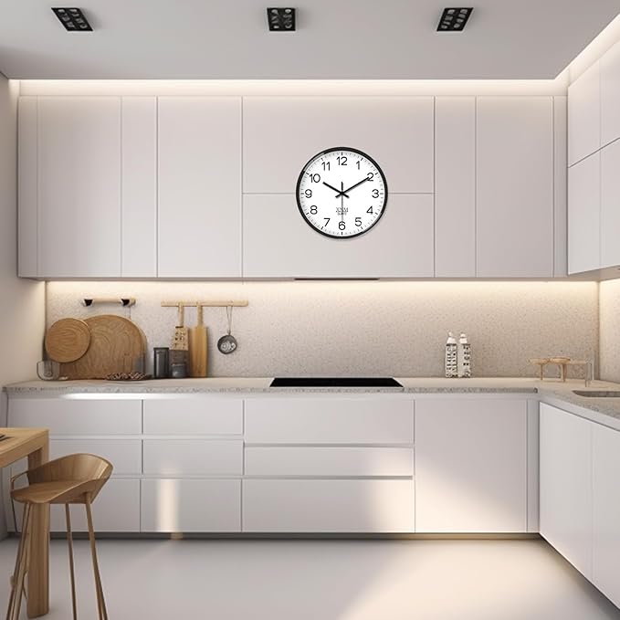 XNM 8 Inch Small White Classic Wall Clock for Living Room Bedroom Kitchen Analog Modern Clocks Battery Operated Minimalist Silent Wall Clock Non Ticking