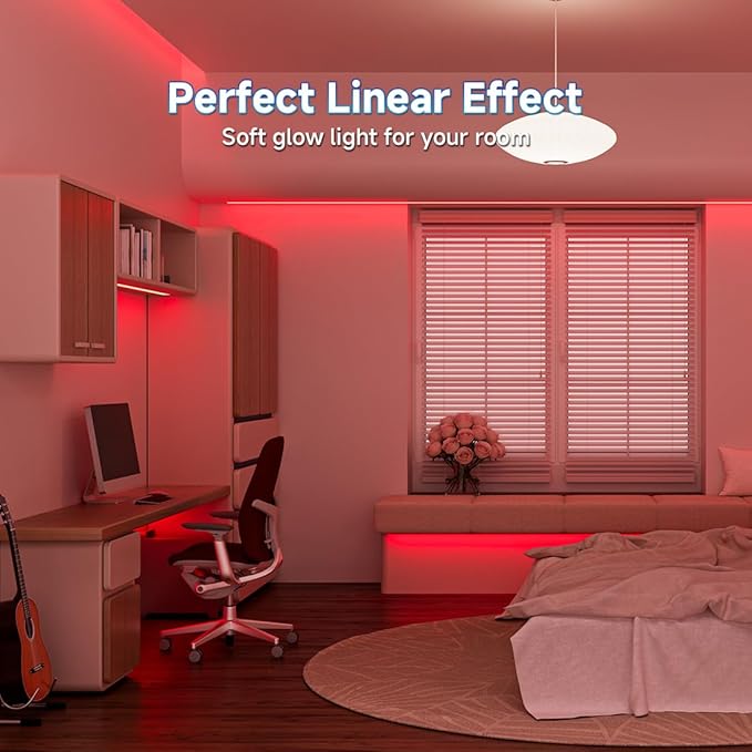 BTF-LIGHTING FCOB COB LED Strip Red Color 480LED/m 16.4FT DC24V Flexible High Density Uniform Light 8mm Width Bright Dimmable for Home Indoor Decor(No Adapter or Controller)