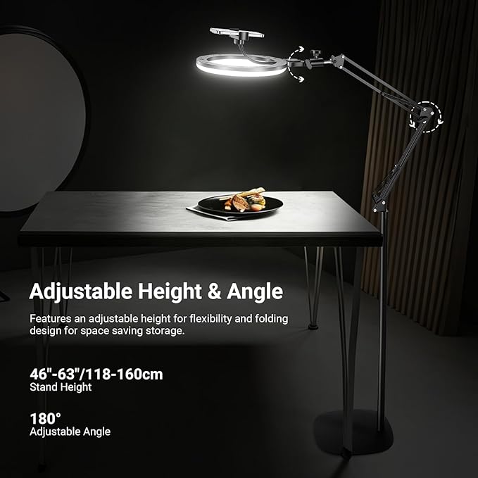 NEEWER Entry Level Version 10" 10W Ring Light with 46"-63" Stand, Overhead Phone Holder Mount Compatible with iPhone, Bi Color LED Selfie Lighting CRI85+ for TikTok Video Recording Streaming, N44