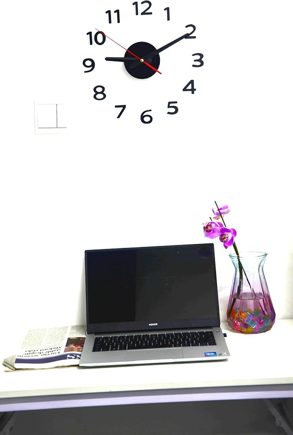 OceeK DIY Wall Clock, Fluorescence Modern Silent Non-Ticking, Battery Operated, 3D Quality Quartz Frameless Wall Closks,8-15" Round