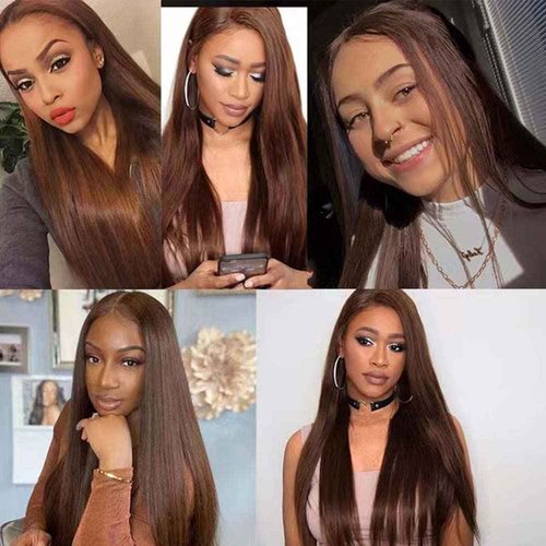 Giginger Bundles Human Hair 26 28 30 Inch Color 30 Light Brown Straight Bundles Human Hair Unprocessed Quick Weave Soft Sewn In Hair Extensions for Black Women