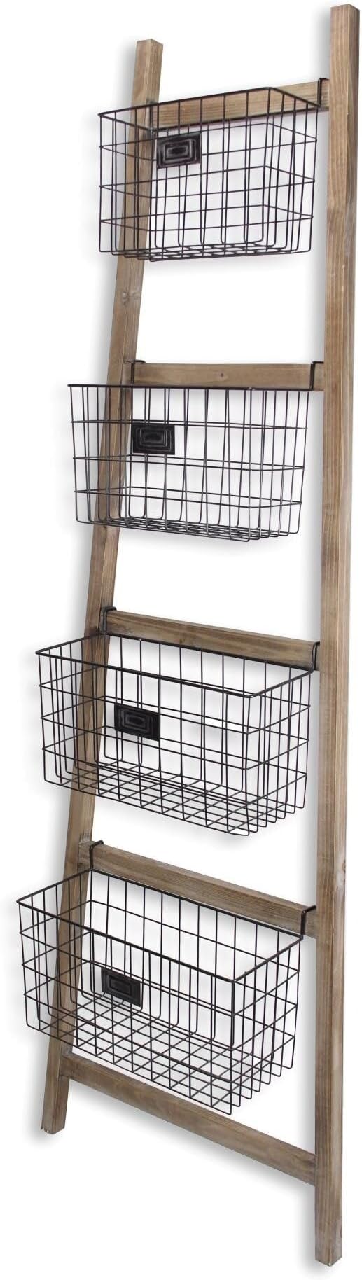4 Metal Storage Basket Ladder