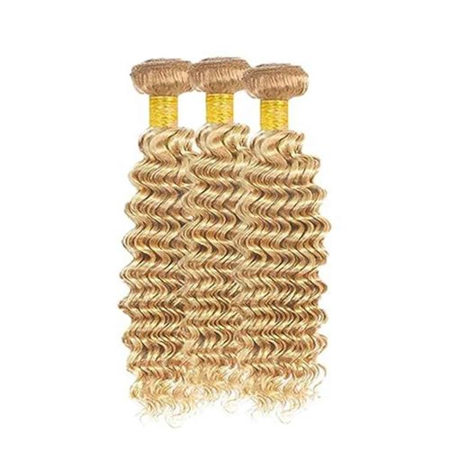 Giginger Bundles Human Hair P27/613 Blonde Deep Wave Human Hair Bundles 24 26 28 Inch Highlight Honey Blonde Unprocessed Quick Weave Soft Sewn In Hair Extensions for Black Women